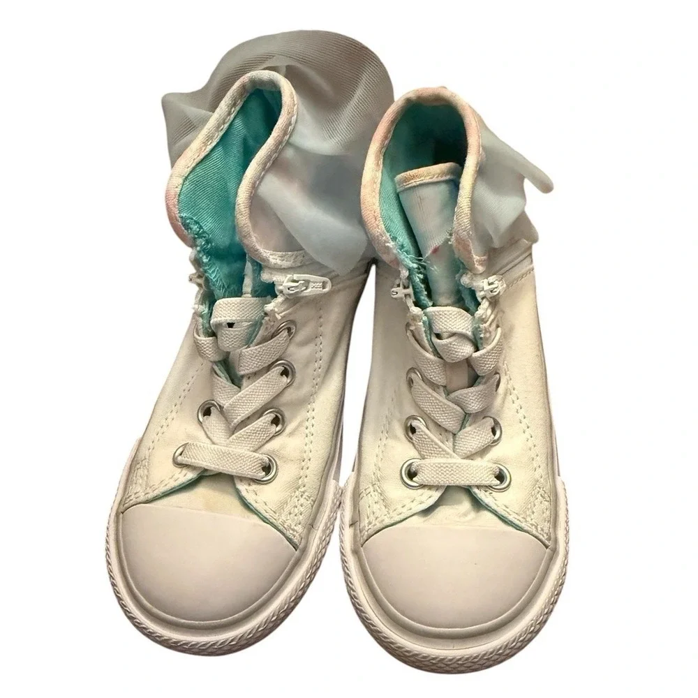 Converse Chuck Taylor All Star Shoes Size 10 High Top Ruffle Detail White Blue